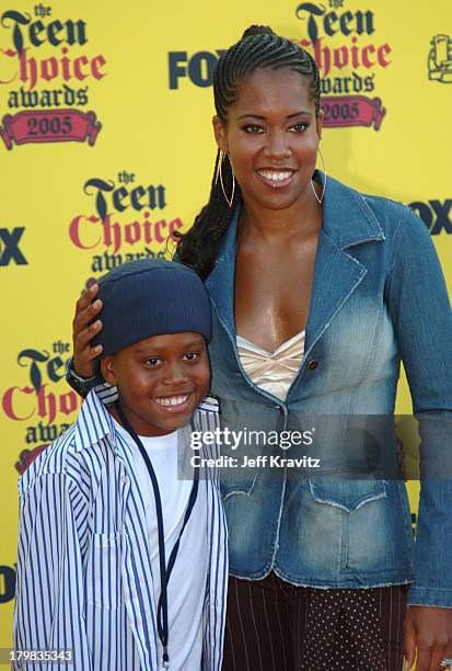 Regina King and Ian Alexander Jr during 2005 Teen Choice Awards - Arrivals at Gibson Amphitheater in Universal City, California, United States.