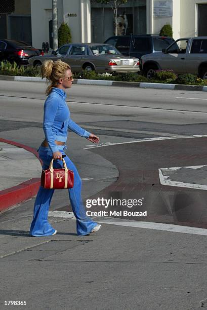 February 14: Musician Britney Spears shops in Calypso at the Sunset Plaza on February 14, 2003 in Hollywood, California.