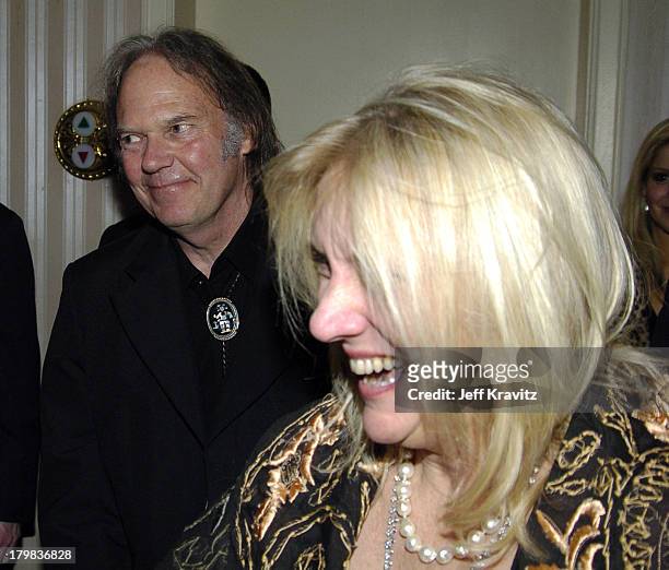 Neil Young and guest during 20th Annual Rock and Roll Hall of Fame Induction Ceremony - Audience and Backstage at Waldorf Astoria Hotel in New York...