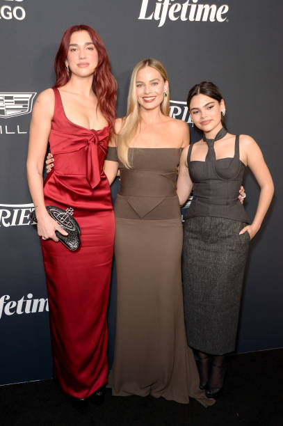 Dua Lipa, Margot Robbie and Ariana Greenblatt attend the 2023 Variety Power Of Women at Mother Wolf on November 16, 2023 in Los Angeles, California.
