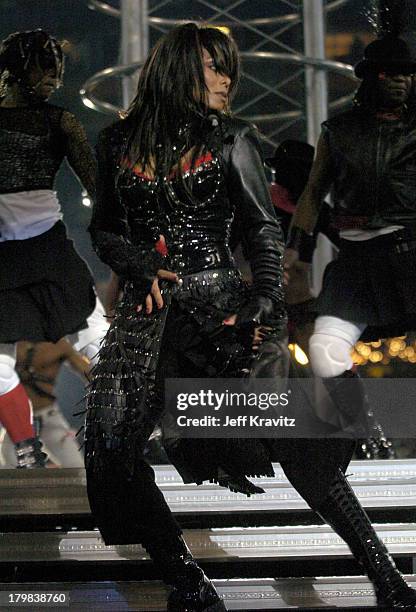 Janet Jackson during Super Bowl XXXVIII Halftime Show at Reliant Stadium in Houston, Texas, United States.