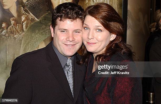 Sean Astin and Christine Astin during Lord of the Rings Premiere in Hollywood, California, United States.