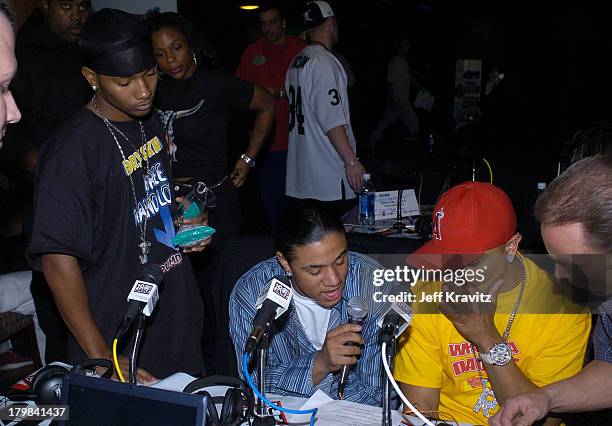 Boog, Lil Fiz and Raz-B of B2K during The 46th Annual Grammy Awards - Westwood One Backstage at the Grammys - Day 1 at Staples Center in Los Angeles,...