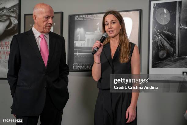 Philippe Garner, vice-president of the Helmut Newton Foundation and curator of the exhibition and Leticia Castromil, manager of the MOP Foundation...