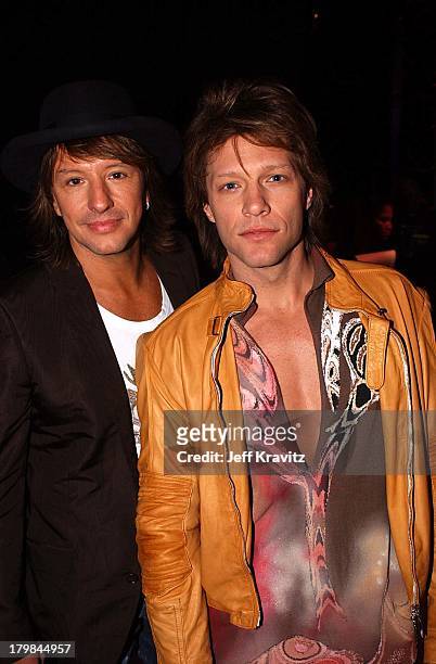 Richie Sambora & Jon Bon Jovi during 2001 My VH1 Awards - Backstage at Shrine Auditorium in Los Angeles, California, United States.