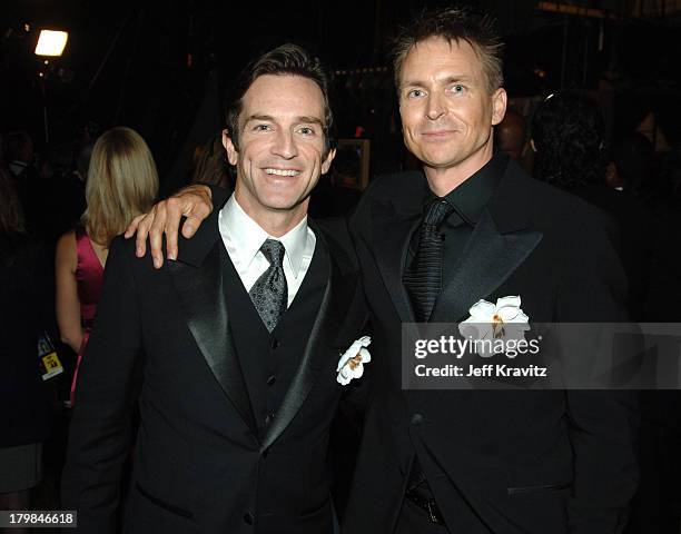 Jeff Probst and guest during 57th Annual Primetime Emmy Awards - Backstage, Audience and Architectural Digest Green Room at The Shrine in Los...