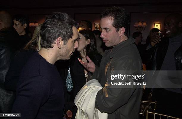 Ben Stiller & Jerry Seinfeld during Down to Earth Premiere, 2001.