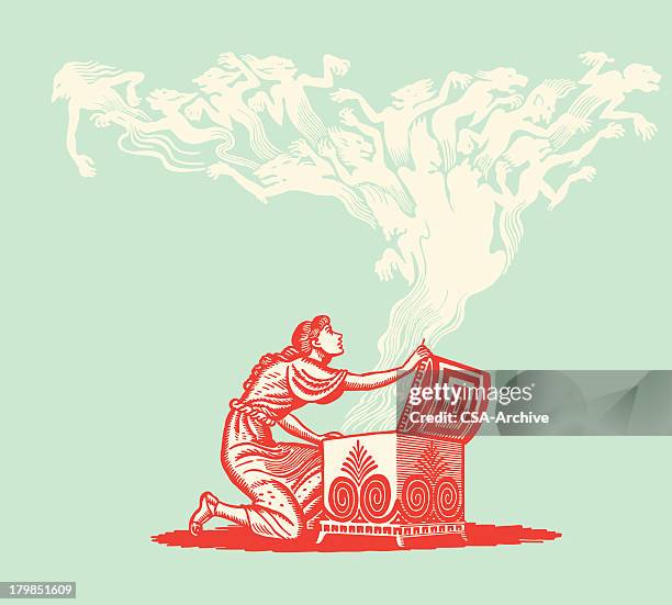 illustrazioni stock, clip art, cartoni animati e icone di tendenza di donna lasciando demons fuori del torace - fantasma