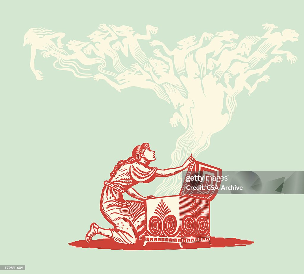 Woman Letting Demons out of a Chest