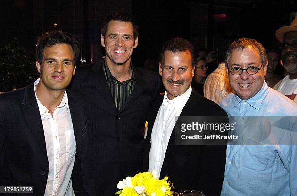 Mark Ruffalo, Jim Carrey, Craig Kornblau President of Universal Studios Home Video and James Schamus Co-President of Focus Features