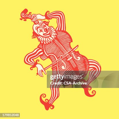 Clown Wearing a Cello Costume Clown Wearing a Cello Costume