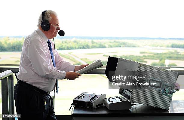 Jim McGrath on his last day as a racecourse commentator at Ascot racecourse on September 07, 2013 in Ascot, England.