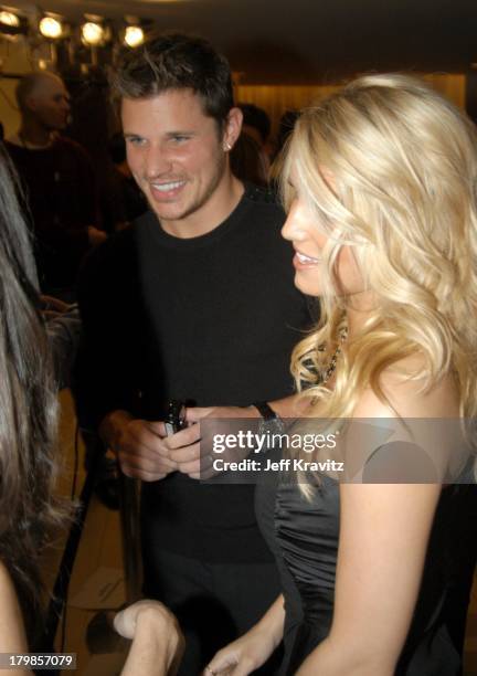 Nick Lachey and Jessica Simpson during Jessica Simpson and Nick Lachey Host Sony Ericsson T610/T616 Shoot for the Stars Charity Auction for the...