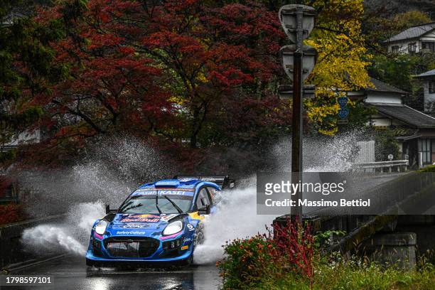 Ott Tanak of Estonia and Martin Jarveoja of Estonia compete with their M-Sport Ford WRT Ford Puma Rally1 Hybrid during Day two of the FIA World Rally...