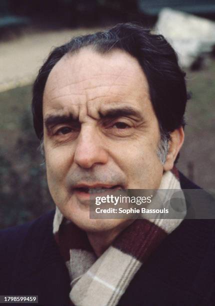 Italian writer Italo Calvino in Paris, Saint Germain des Prés, February 20, 1981.