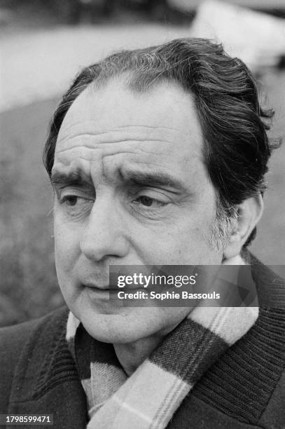 Italian writer Italo Calvino in Paris, Saint Germain des Prés, February 20, 1981.