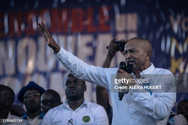 Moise Katumbi , one of the main opponents of President Felix Tshisekedi, holds an election rally in a stadium in Goma, one of the largest cities in...