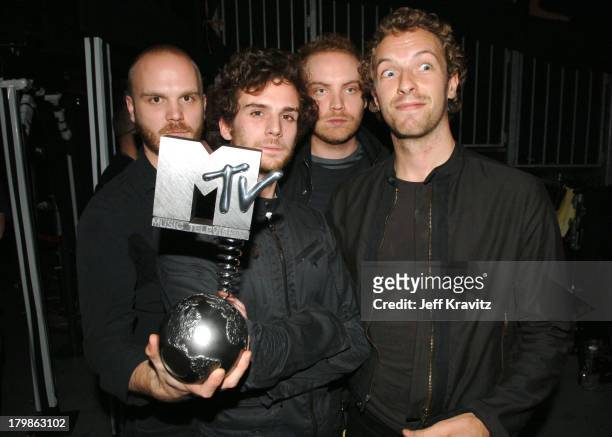 Coldplay during 2005 MTV European Music Awards Lisbon - Backstage at Atlantic Pavillion in Lisbon, Portugal.