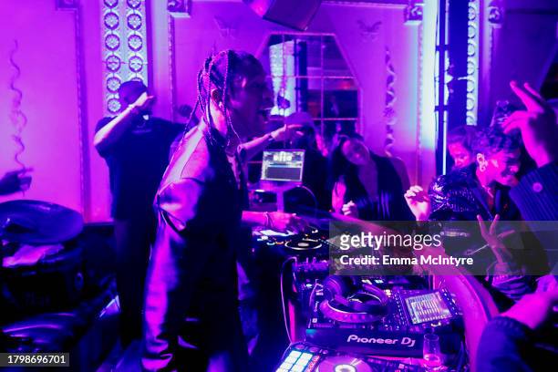 Travis Scott performs at the GQ Men of the Year Party 2023 at Bar Marmont on November 16, 2023 in Los Angeles, California.