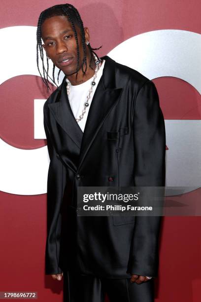 Travis Scott arrives at the GQ Men of the Year Party 2023 at Bar Marmont on November 16, 2023 in Los Angeles, California.