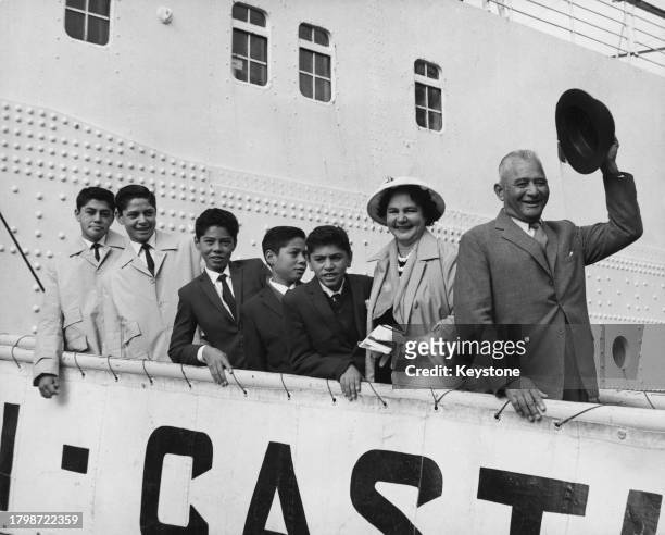 Amie Wiliams and her family arrive at Southampton, Hampshire, England, 2nd May 1964. It is the second time the family have sailed into England, after...