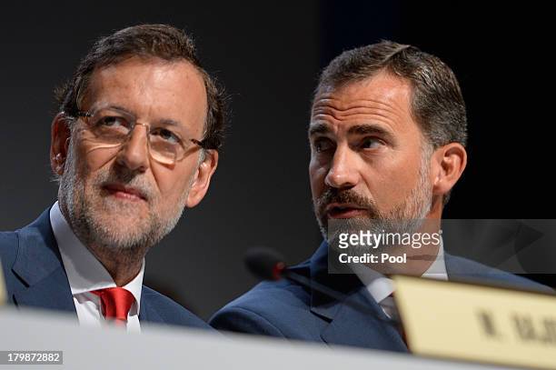 Spains Prime Minister Mariano Rajoy Spain's Crown Prince Felipe attends Madrid's bid presentation before the International Olympic Committee members...