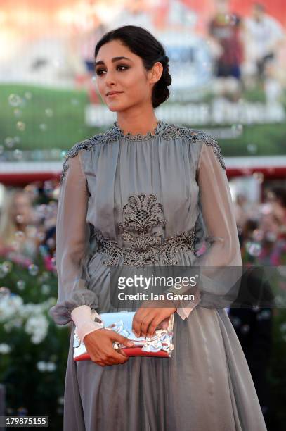 Orizzonti Jury member Iranian actress Golshifteh Farahani wears a Jaeger-LeCoultre Vintage Couvercle watch on the red carpet during the Closing...