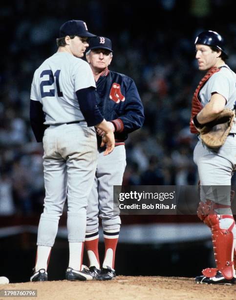 Boston Pitcher Roger Clemens during Game 4 action during American League Championship of Boston Red Sox against California Angels, October 11, 1986...