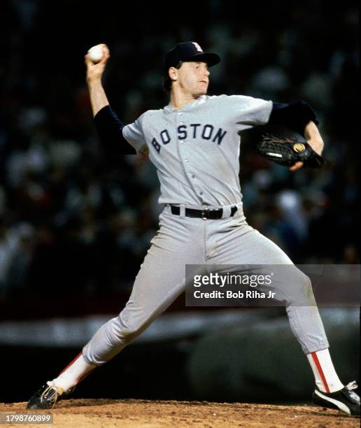 Boston Pitcher Roger Clemens during Game 4 action during American League Championship of Boston Red Sox against California Angels, October 11, 1986...