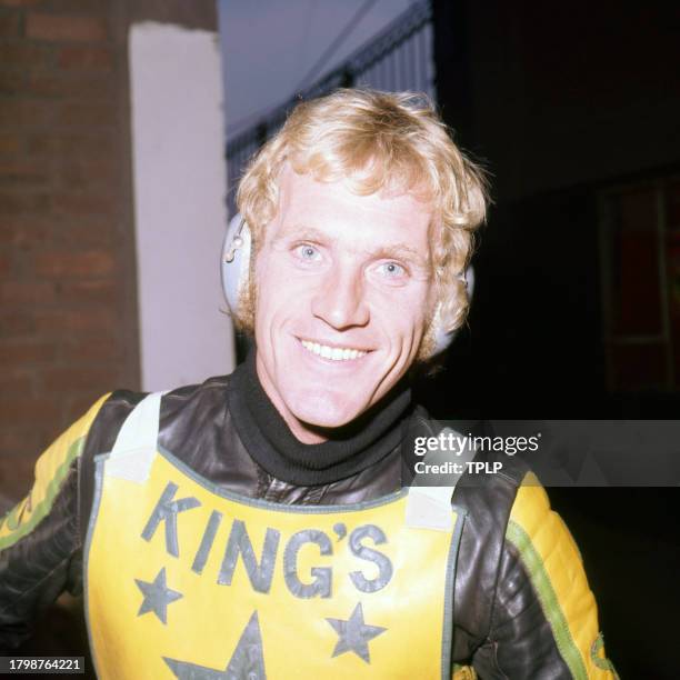Portrait of British speedway racer Terry Betts, London, England, September 12, 1976.