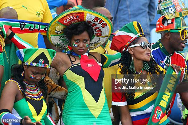 Fans during the 2014 FIFA World Cup Qualifier match between South Africa and Botswana from Moses Mabhida Stadium on September 07, 2013 in Durban,...