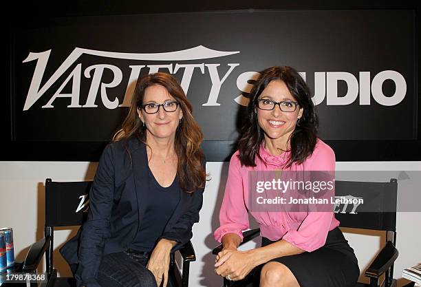 Filmmaker Nicole Holofcener and actress Julia Louis-Dreyfus speak at the Variety Studio presented by Moroccanoil at Holt Renfrew during the 2013...