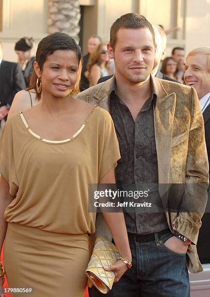 Justin Chambers and wife during 2006 American Music Awards - Arrivals at Shrine Auditorium in Los Angeles, California, United States.