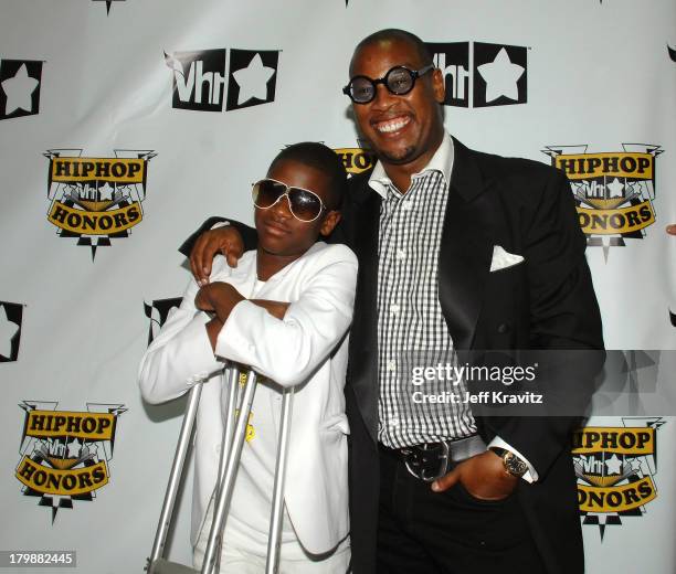 Music producer Andre Hurrell and his son arrives at the 2007 Vh1 Hip Hop Honors at Hammersteing Ballroom on October 4, 2007 in New York City.