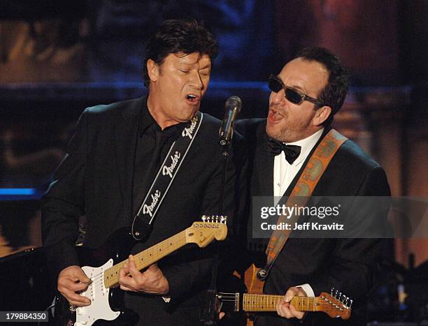 Robbie Robertson and Elvis Costello perform Who's Gonna Help Brother Get Further/Walking to New Orleans during the New Orleans Tribute