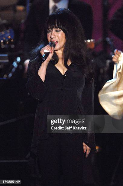 Ronnie Spector of The Ronettes, inductee, performs Baby I Love You/Walking in the Rain/Be My Baby