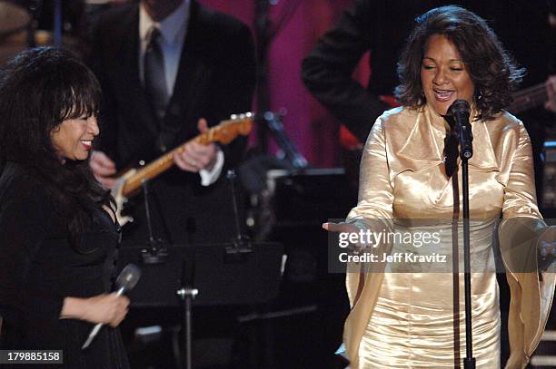 Ronnie Spector and Nedra Talley of The Ronettes perform Baby I Love You, Walking in the Rain and Be My Baby.