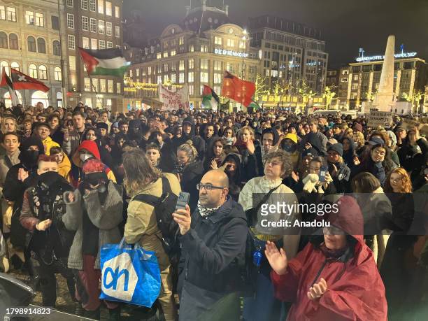 People gather to stage a protest against the new Dutch Prime Minister Geert Wilders, leader of the right-wing populist political party Partij voor de...