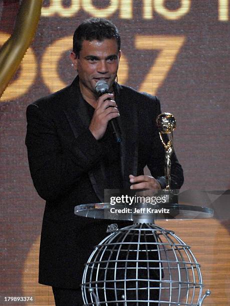 Amr Diab with the award for Best Selling Middle Eastern Artist during the 2007 World Music Awards held at the Monte Carlo Sporting Club on November...
