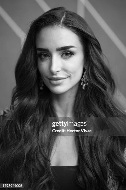 Miss Canadá Madison Kvaltin poses during the The 72nd Miss Universe Competition press junket at Gimnasio Nacional Jose Adolfo Pineda on November 17,...