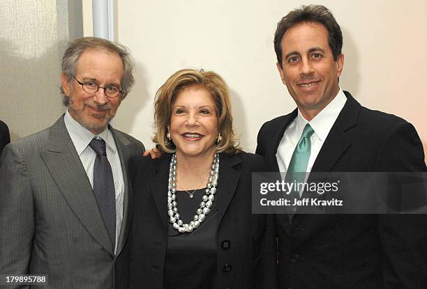 StevenSpielberg, Wallis Annenberg, honoree, and Jerry Seinfeld at the Ambassadors for Humanity gala to benefit the USC Shoah Foundation Institute...