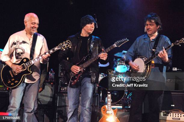 Peter Frampton, Joe Satriani and Bela Fleck during 6th Annual Jammy Awards - Show and Backstage at The Theater at Madison Square Garden in New York...