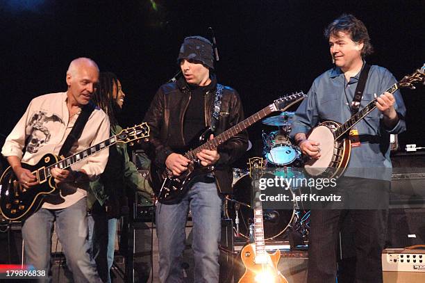 Peter Frampton, Joe Satriani and Bela Fleck during 6th Annual Jammy Awards - Show and Backstage at The Theater at Madison Square Garden in New York...