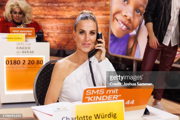 Charlotte Würdig attends the RTL Telethon 2023 at EMG Studios on November 17, 2023 in Huerth, Germany.
