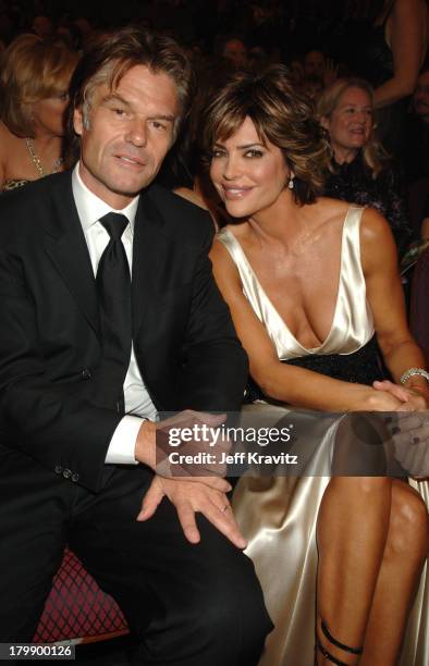 Harry Hamlin and Lisa Rinna during 33rd Annual Daytime Emmy Awards - Backstage and Audience at Kodak Theater in Hollywood, California, United States.