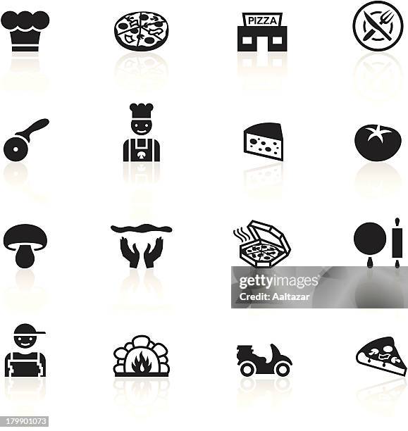 black symbols - pizzeria - pizza slice vector stock illustrations