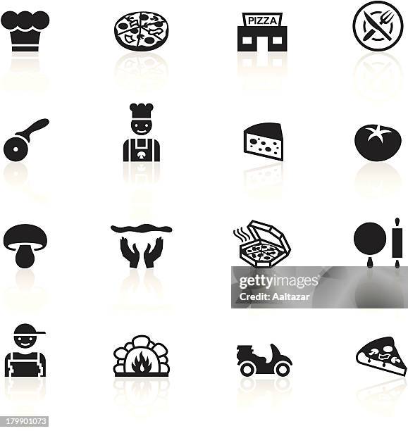 black symbols - pizzeria - pizzeria stock illustrations