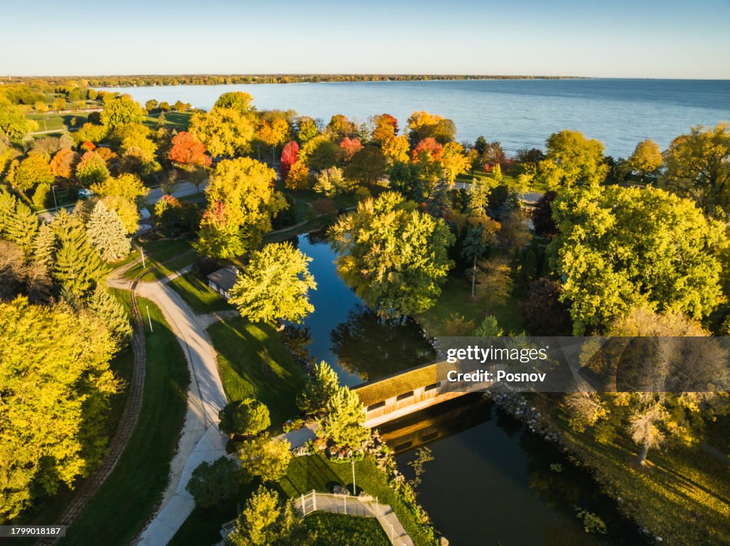 Covered bridge at Fond du Lac and Lake Winnebago