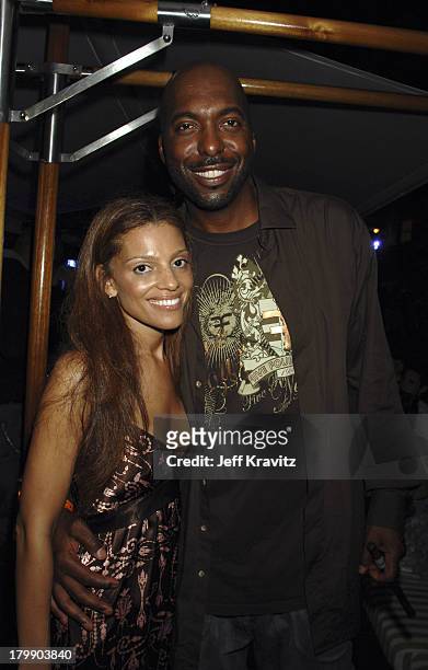 John Salley and wife Natasha Salley during Hotel De Maxim Party for Super Bowl XLI - Inside at Sagamore Hotel in Miami Beach, Florida, United States.