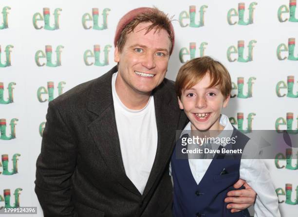 Matthew Wolfenden and Daniel Lee attend the press night after party for "Elf The Musical" at The Radisson Blu Edwardian Hotel on November 23, 2023 in...
